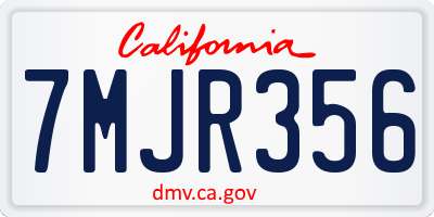 CA license plate 7MJR356