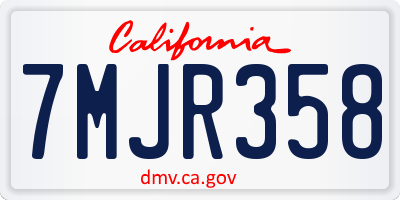 CA license plate 7MJR358