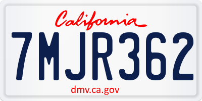 CA license plate 7MJR362