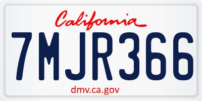 CA license plate 7MJR366