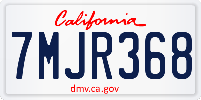 CA license plate 7MJR368