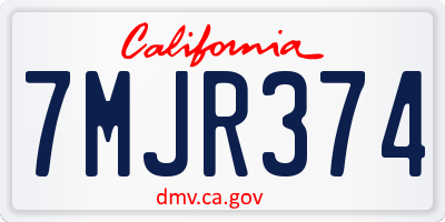 CA license plate 7MJR374