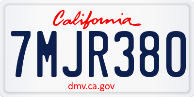 CA license plate 7MJR380
