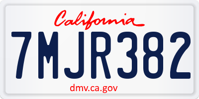 CA license plate 7MJR382