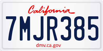 CA license plate 7MJR385
