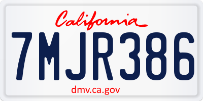 CA license plate 7MJR386