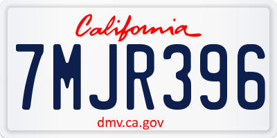CA license plate 7MJR396