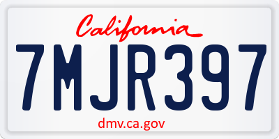CA license plate 7MJR397