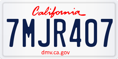 CA license plate 7MJR407