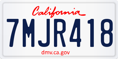 CA license plate 7MJR418