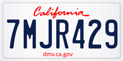 CA license plate 7MJR429