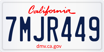 CA license plate 7MJR449