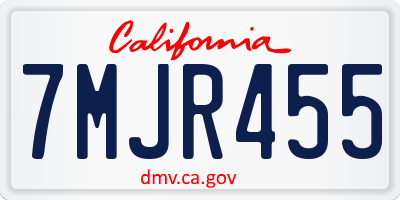 CA license plate 7MJR455