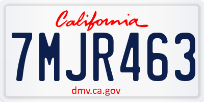 CA license plate 7MJR463
