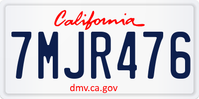 CA license plate 7MJR476