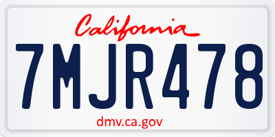 CA license plate 7MJR478