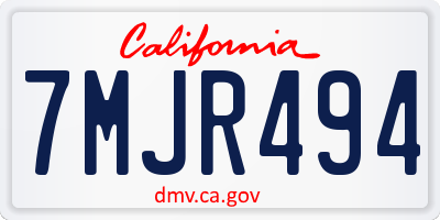 CA license plate 7MJR494