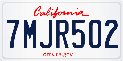 CA license plate 7MJR502