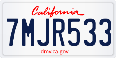 CA license plate 7MJR533