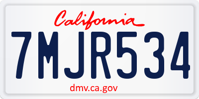 CA license plate 7MJR534