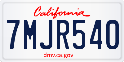 CA license plate 7MJR540