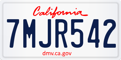 CA license plate 7MJR542