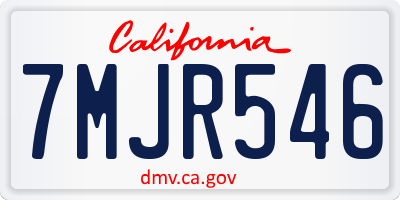 CA license plate 7MJR546