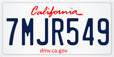 CA license plate 7MJR549