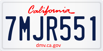 CA license plate 7MJR551
