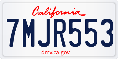 CA license plate 7MJR553