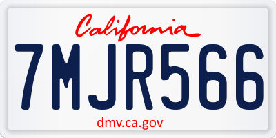 CA license plate 7MJR566