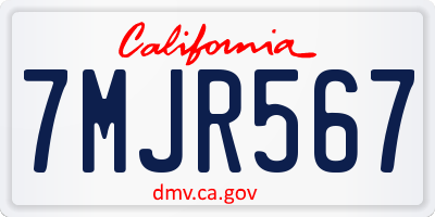 CA license plate 7MJR567