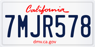 CA license plate 7MJR578