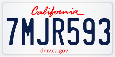 CA license plate 7MJR593