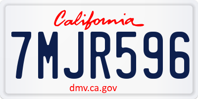 CA license plate 7MJR596