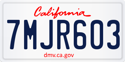 CA license plate 7MJR603