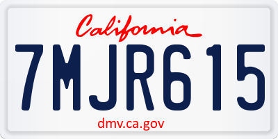 CA license plate 7MJR615