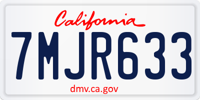 CA license plate 7MJR633