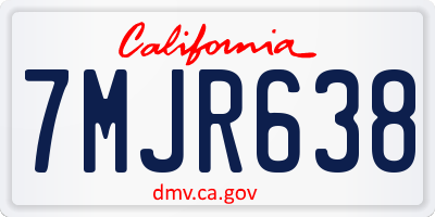 CA license plate 7MJR638