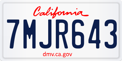 CA license plate 7MJR643