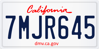 CA license plate 7MJR645