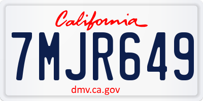 CA license plate 7MJR649