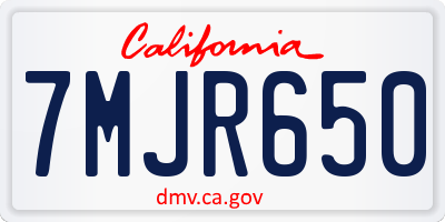 CA license plate 7MJR650