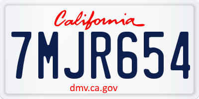 CA license plate 7MJR654
