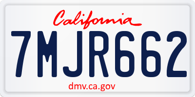 CA license plate 7MJR662