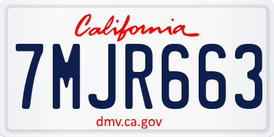 CA license plate 7MJR663