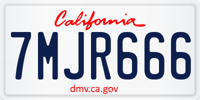 CA license plate 7MJR666