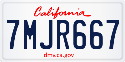CA license plate 7MJR667