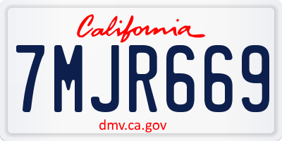 CA license plate 7MJR669