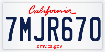 CA license plate 7MJR670